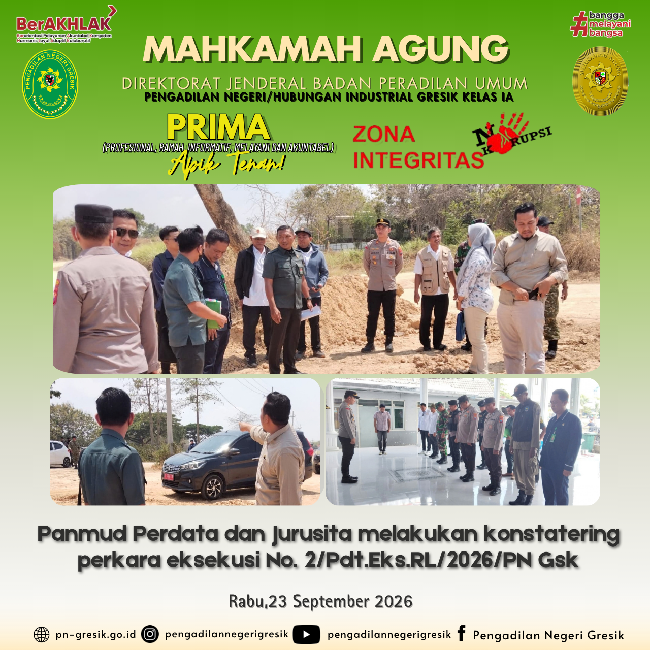 konstatering perkara eksekusi Nomor 2/Pdt.Eks.RL/2026/PN Gsk